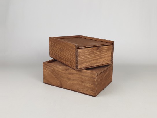Caja de madera pino Envejecida 18x12,5x6,5 c/tapa corredera Ref.PF1015T