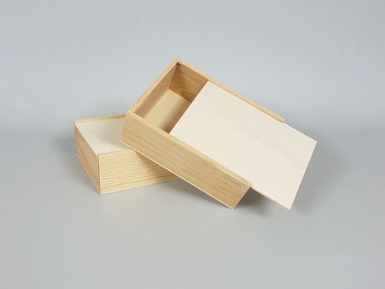 Caja de madera pino 21,5x16,5x7,5 c/tapa corredera Ref.PF1318