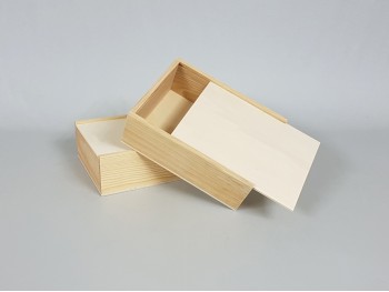 Caja de madera pino 21,5x16,5x7,5 c/Tapa corredera Ref.PF1318