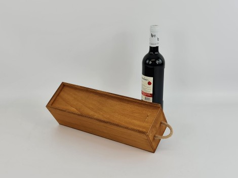 Wooden box 1 Bottle of wine Sliding lid Honey color Ref.P1251CC