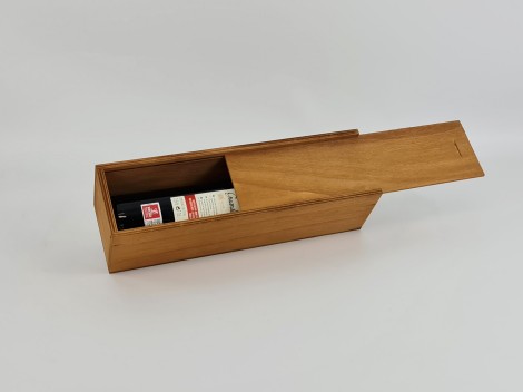 Wooden box 1 Bottle of wine Sliding lid Honey color Ref.P1251CC