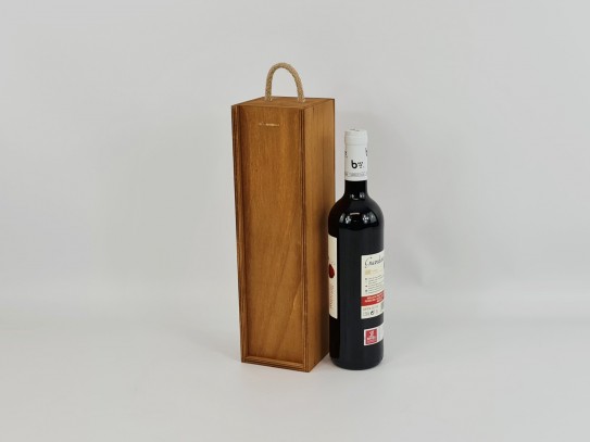 Caja madera 1 Botella de vino Tapa Corredera color Miel Ref.P1251CC