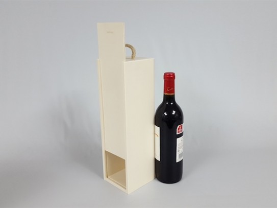 Caja madera 1 Botella de vino Tapa Corredera Ref.1botTC