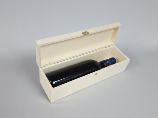 Wooden Box 1 Wine Bottle Hinge and Brooch Ref.1botBB