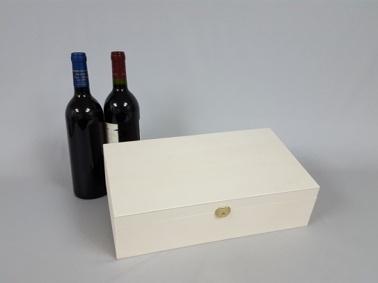 Caja madera 2 Botellas de vino Bisagra y Broche Ref.2botBB