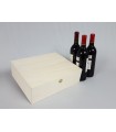Wooden box 3 Bottles of wine Hinge and Brooch Ref.3botBB