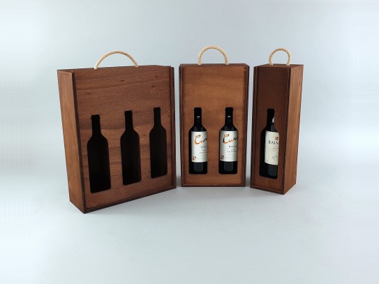 Aged wooden box for bottles Sliding Lid Silhouette Ref.BotTCTRR