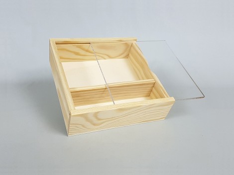 Caja pino Fotos 10x15 tapa Metácrilato Ref.P00CF13M