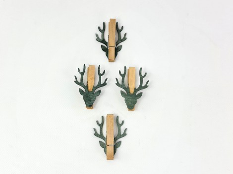 Wooden clothespin with deer head Ref.OP820512