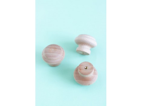 Beech and oak knob handle Ø4 cm. with nut Ref.14