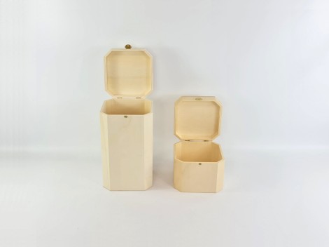Octagonal wooden box 2 sizes Ref.P78C
