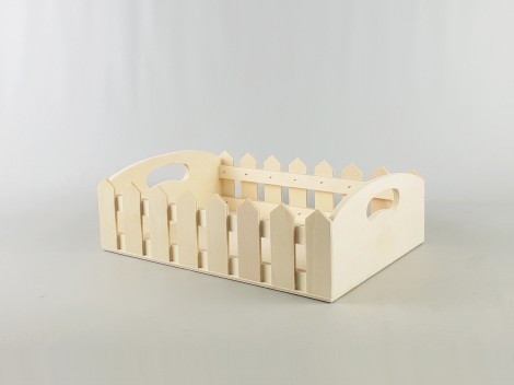 Rectangular wooden tray fences 35x24x11 cm. Ref.P00TG01