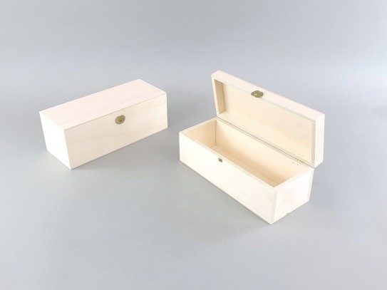 Caja de madera 27x11x10 cm. c/bisagra y broche Ref.C42