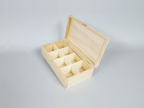 Caja de madera 29x15x8 cm. c/8 divisiones Ref.P35C47C