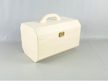 Caja maleta octogonal de madera 31x19x19 cm. c/asa Ref.PCM54A