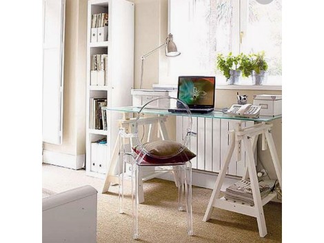Adjustable white wooden trestle with shelf Ref.1342A