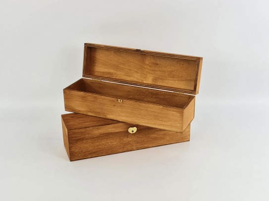 Caja madera 1 Botella vino Bisagra y Broche color miel Ref.1botBBM