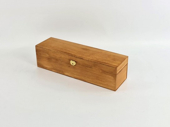 Wooden box 1 Bottle wine Hinge and Brooch honey color Ref.1botBBM