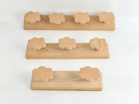 Perchero pared Natural 2, 3 y 4 colgadores Nubes Ref.