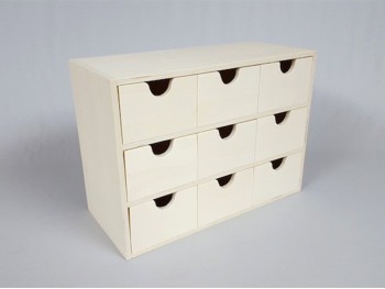 Caja de madera 35,5x16x26 cm. 9 cajones Ref.AR1598