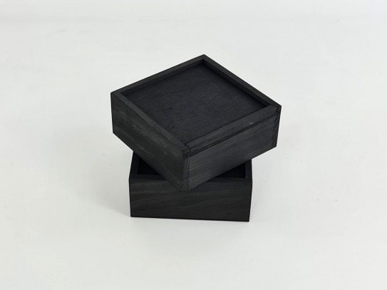 Black wooden box 13x13x6 cm. with Frame sliding cover Ref.P00C01CN