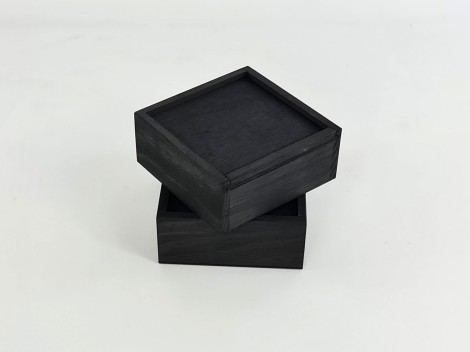 Caja de madera Negra 13x13x6 cm. c/tapa corredera Marco Ref.P00C01CN