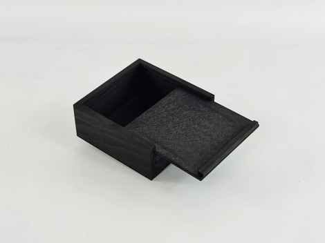 Black wooden box 13x13x6 cm. with Frame sliding cover Ref.P00C01CN