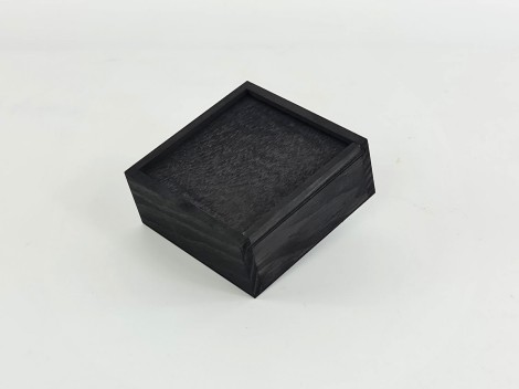 Black wooden box 13x13x6 cm. with Frame sliding cover Ref.P00C01CN