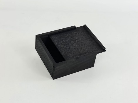 Black wooden box 13x13x6 cm. with Frame sliding cover Ref.P00C01CN
