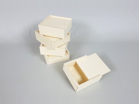 Caja de madera 11x11x4 cm. c/tapa corredera Ref.PC2Negle