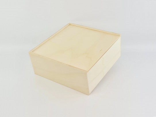 Wooden box 35x35x14 cm. with sliding lid Ref.PC9H