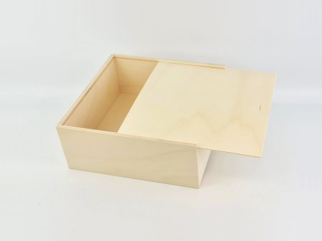 Caja de madera 35x35x14 cm. c/tapa corredera Ref.PC9H