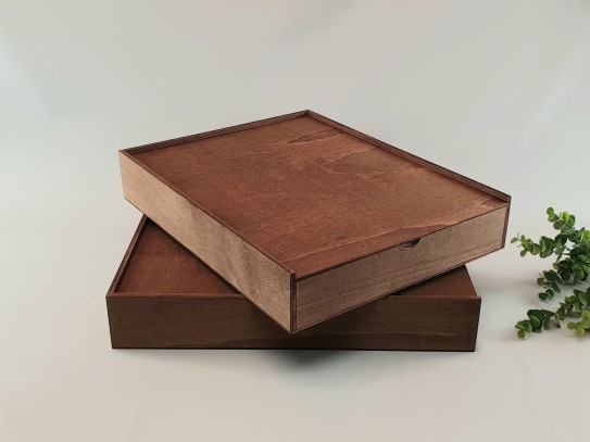 Caja de madera envejecida c/Tapa corredera