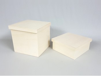 Caja de madera Cuadrada 25x25 cm. c/tapa 2 medidas Ref.P00C25