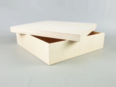 Caja de madera Cuadrada 33x33x8 cm. c/tapa Ref.P35C23DG