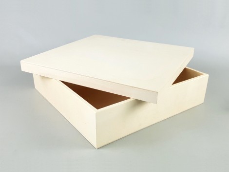 Caja de madera Cuadrada 33x33x8 cm. c/tapa Ref.P35C23DG