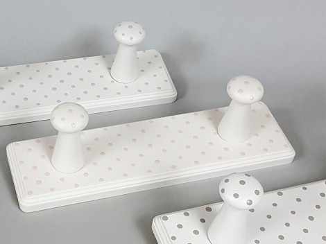 Perchero pared 2 colgadores Blanco Lunares Colores Ref.3018
