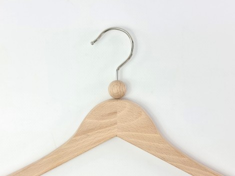 Natural wood hanger for adult clothing with ball Ref.VG2803