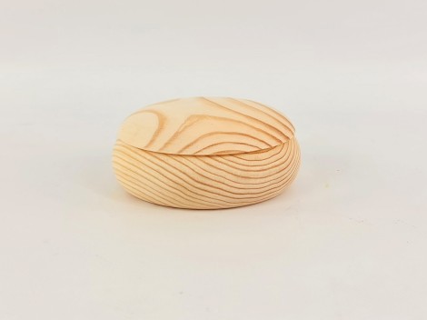 Round pine box Ø13.5x6 cm. with shape and lid Ref.AR7235
