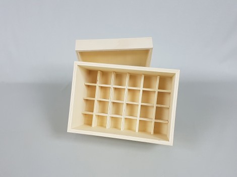 Caja de madera 23x17x11 cm. 24 divisiones c/tapa Ref.P00CF1A