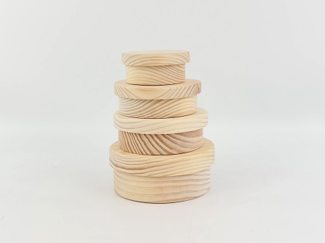 Caja de madera redonda Ø13 cm. con tapa Ref.AR5720