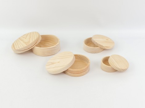 Caja de madera redonda Ø13 cm. con tapa Ref.AR5720