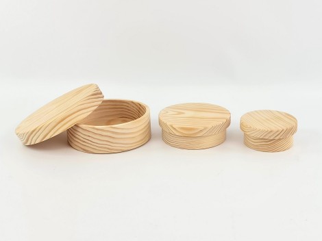 Caja de madera redonda Ø13 cm. con tapa Ref.AR5720
