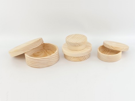 Caja de madera redonda Ø13 cm. con tapa Ref.AR5720