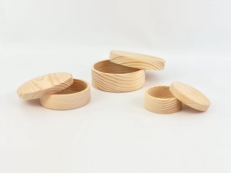 Caja de madera redonda Ø13 cm. con tapa Ref.AR5720