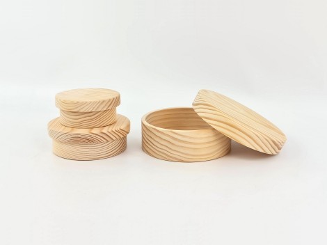 Caja de madera redonda Ø13 cm. con tapa Ref.AR5720