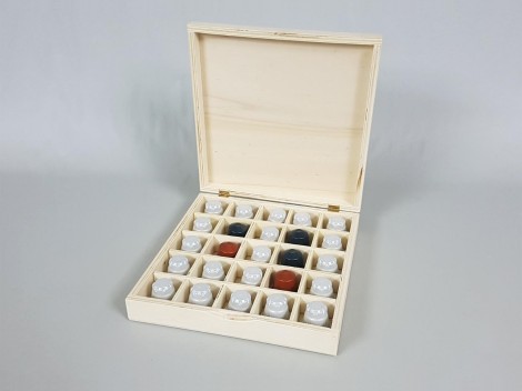 Caja de madera 23x23x5 cm. 25 divisiones Ref.AR1028.2
