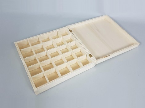 Caja de madera 23x23x5 cm. 25 divisiones Ref.AR1028.2