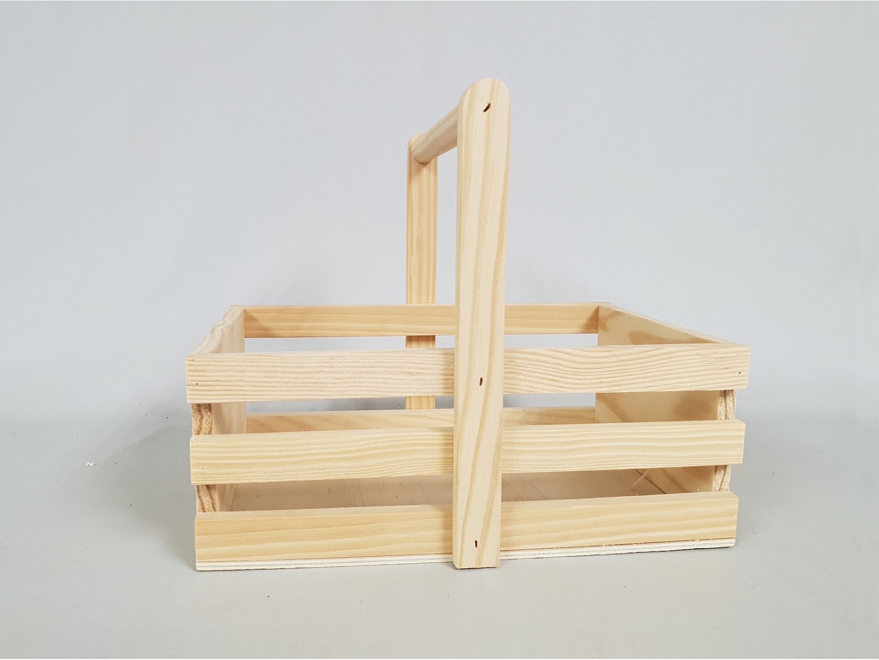 Caja Cesta de madera 3 listones 30x21x10 cm. c/asas Ref.AR16311 - Mabaonline