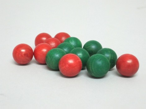 Bolas de madera madera Ø16 mm. verde y roja / 100 uds.